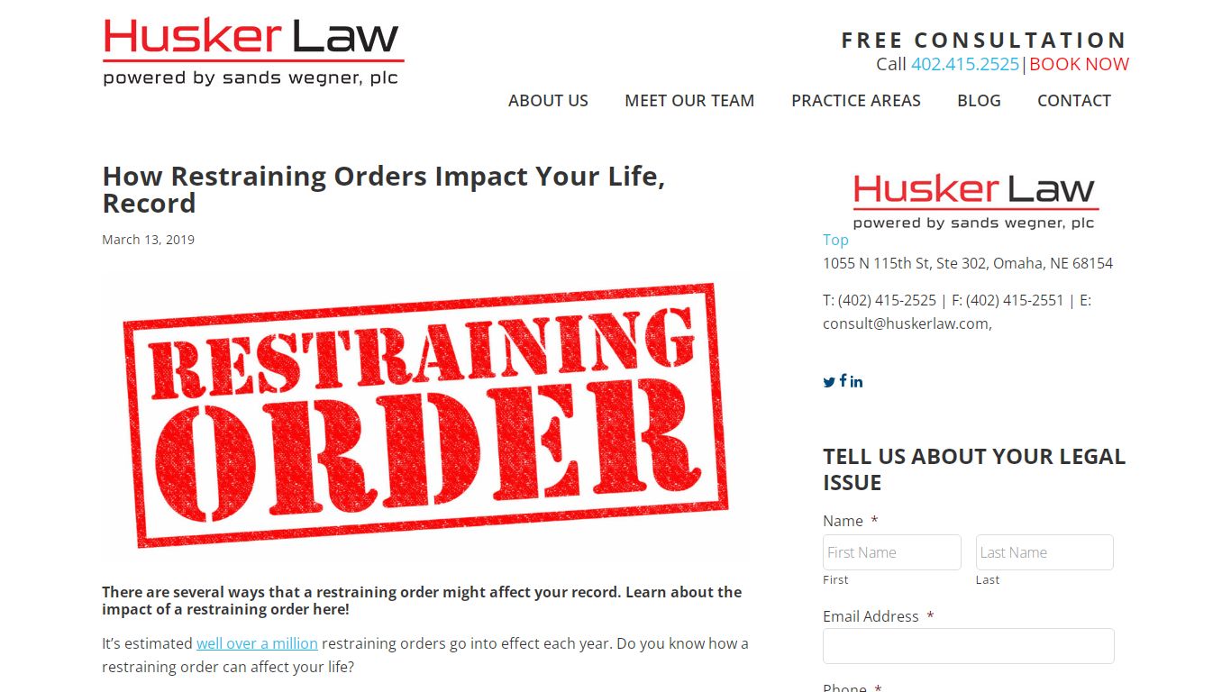 How Restraining Orders Impact Your Life, Record - Husker Law